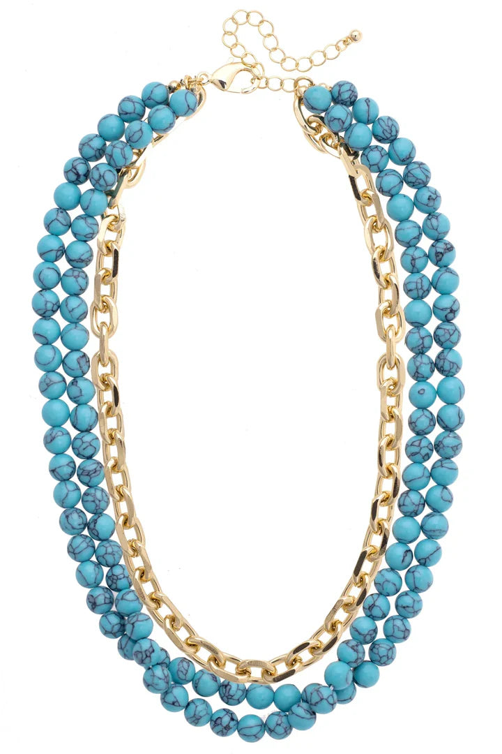 Los Alamos Beaded 3-Row Necklace in Turquoise
