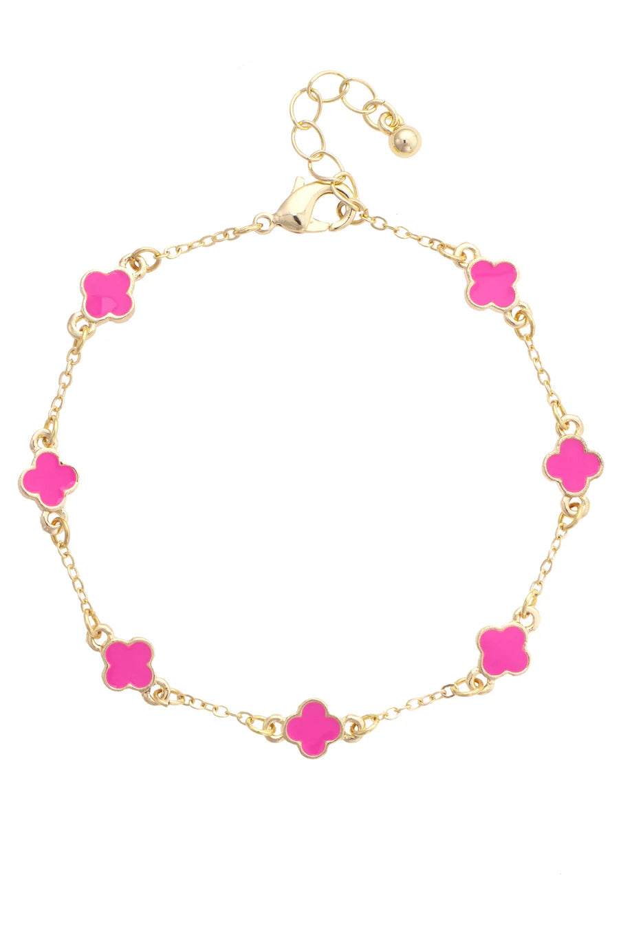 Margaret Dainty Clover Bracelet in Pink