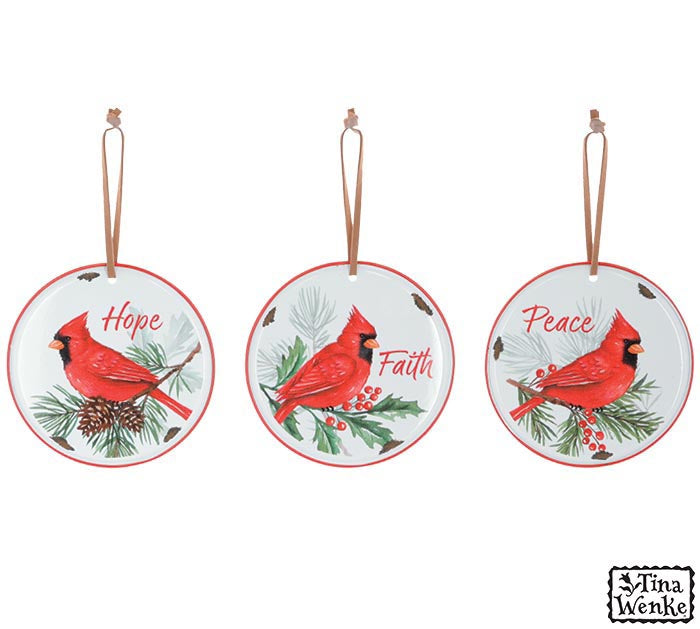 Ornament Tin Cardinal Assorted