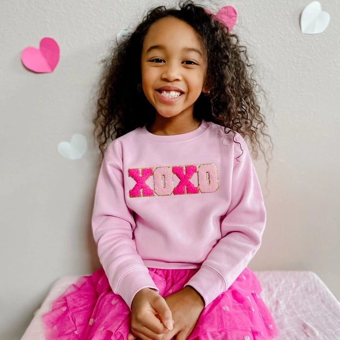 Xoxo Patch Valentine's Day Sweatshirt - Pink - Kids