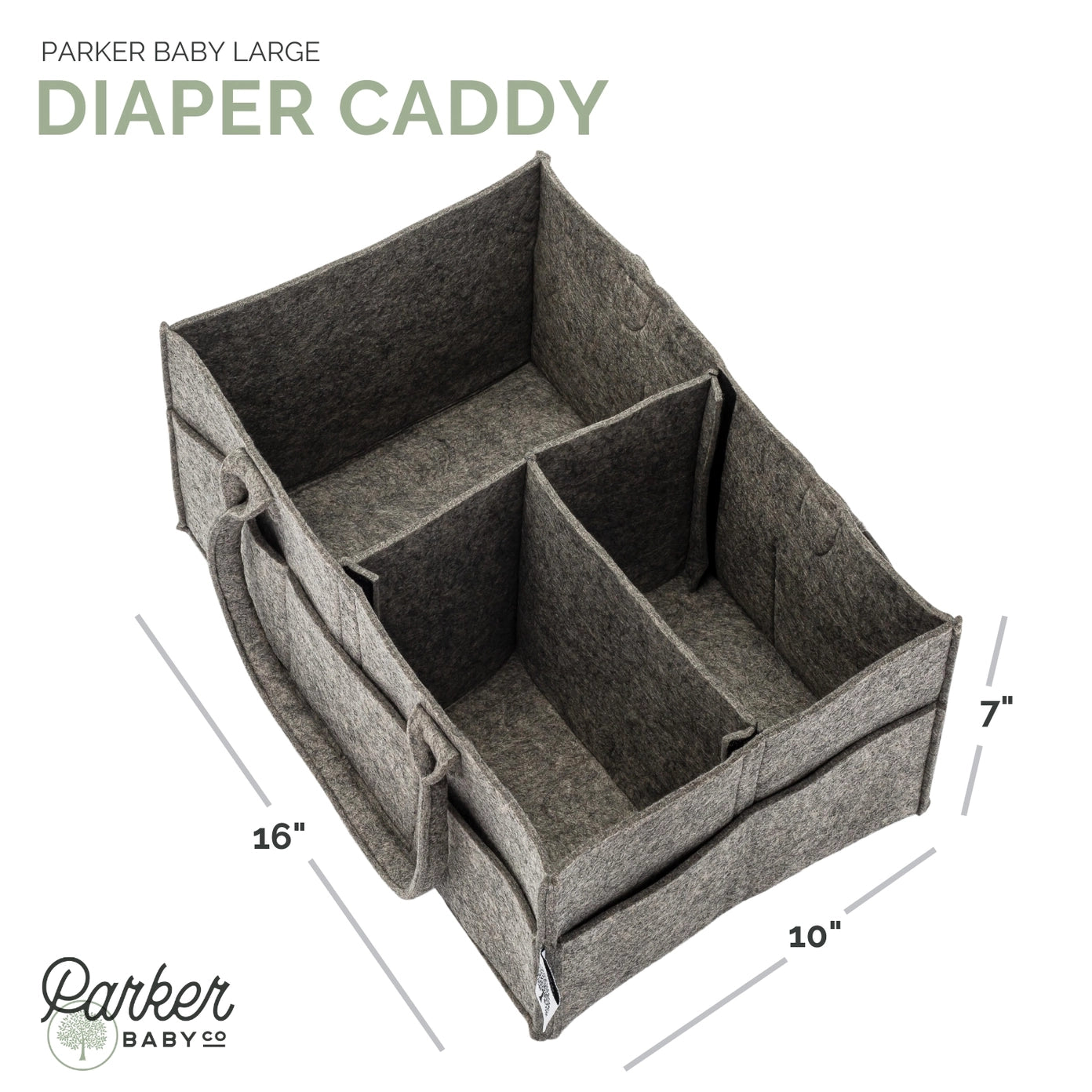 Diaper Caddy in Peppercorn - Large (16 x 10 x 7")
