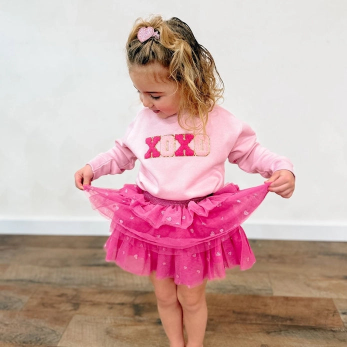Xoxo Patch Valentine's Day Sweatshirt - Pink - Kids