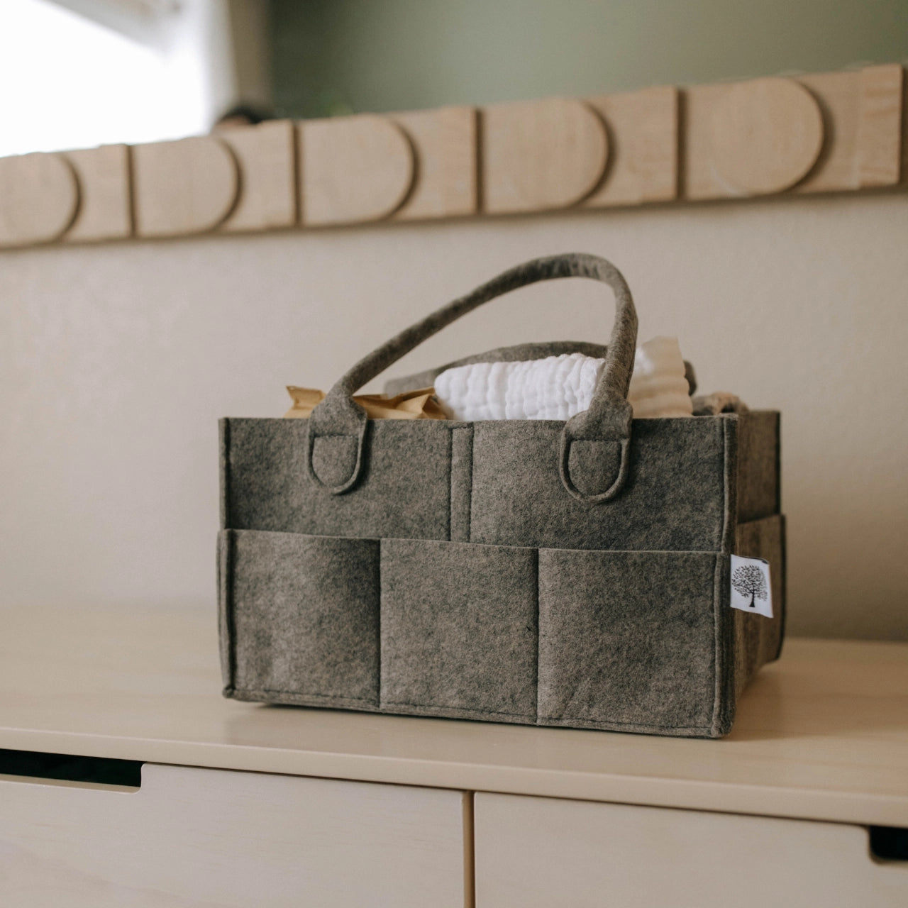 Diaper Caddy in Peppercorn - Large (16 x 10 x 7")