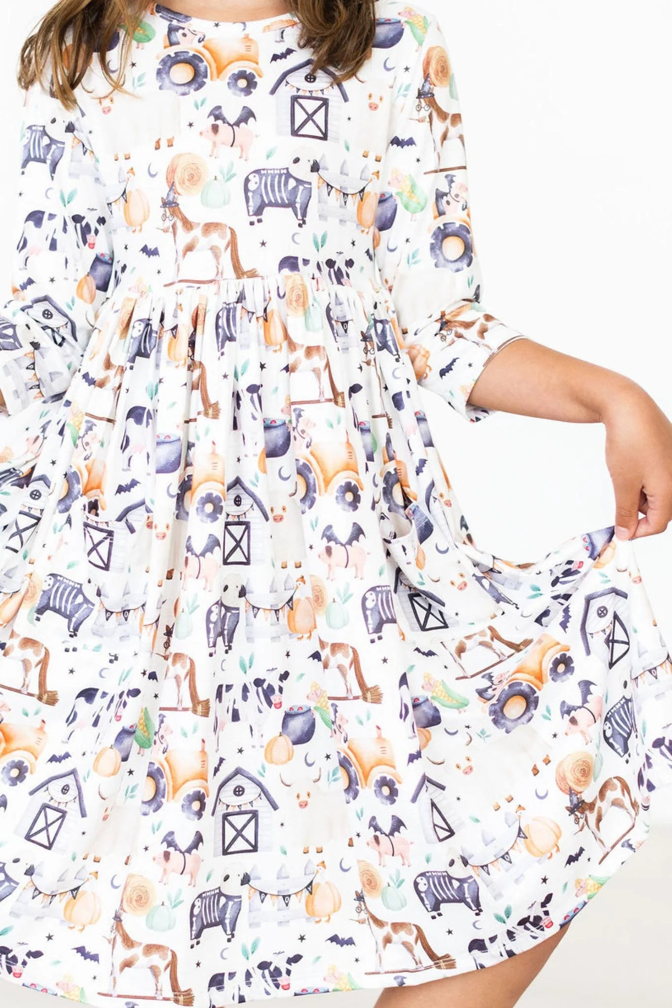 3/4 Pocket Twirl Dress-Stay Spooky