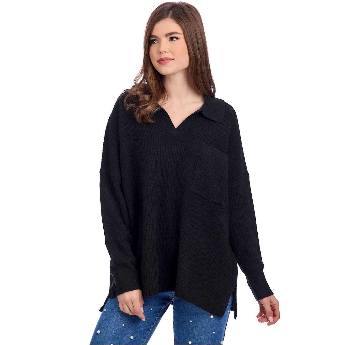 NOA Collared Sweater - Black