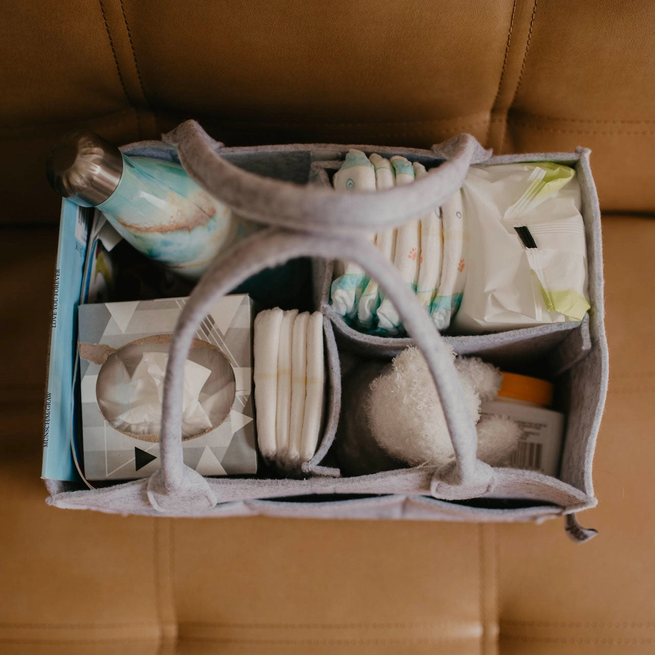 Diaper Caddy in Gray - Large (16 x 10 x 7")