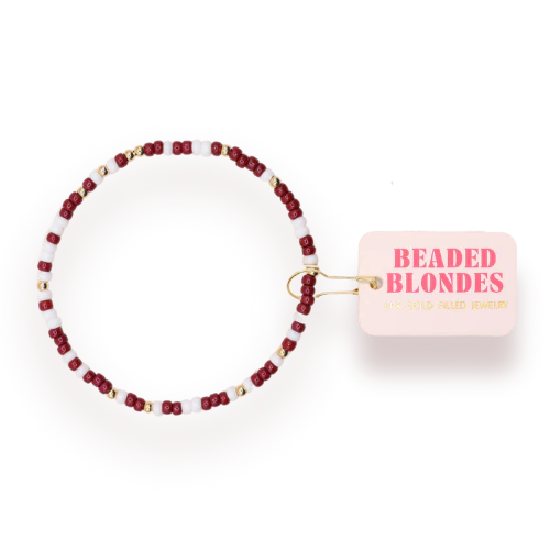 Maroon & White Game Day Sprinkle Bracelet