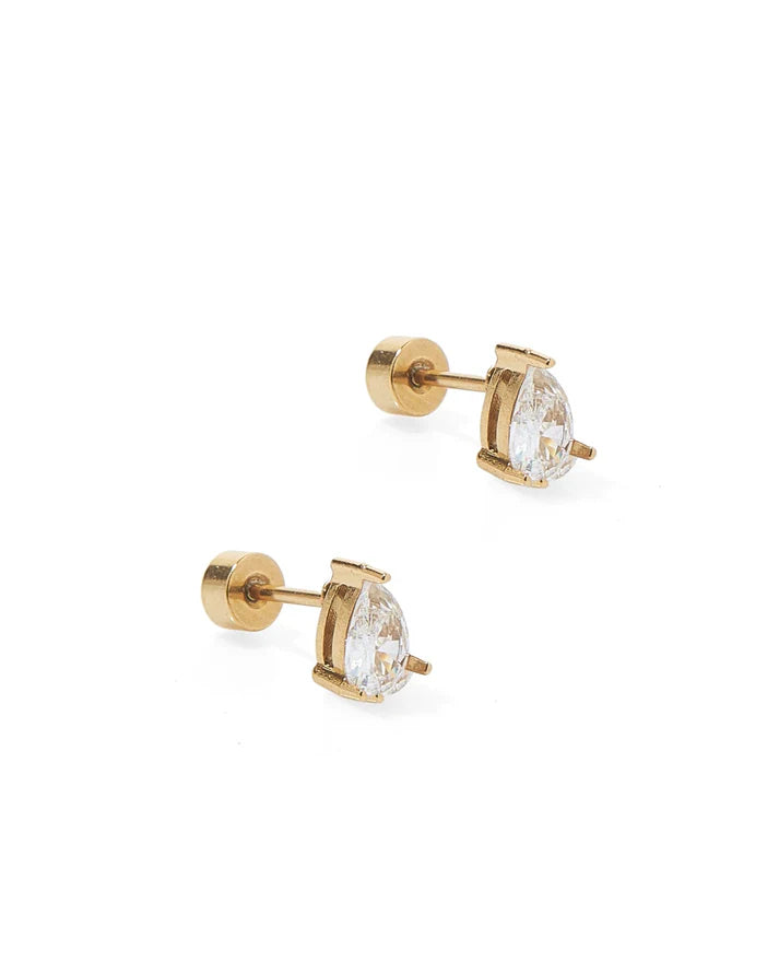 Paige Pear - Screwback Stud Earring