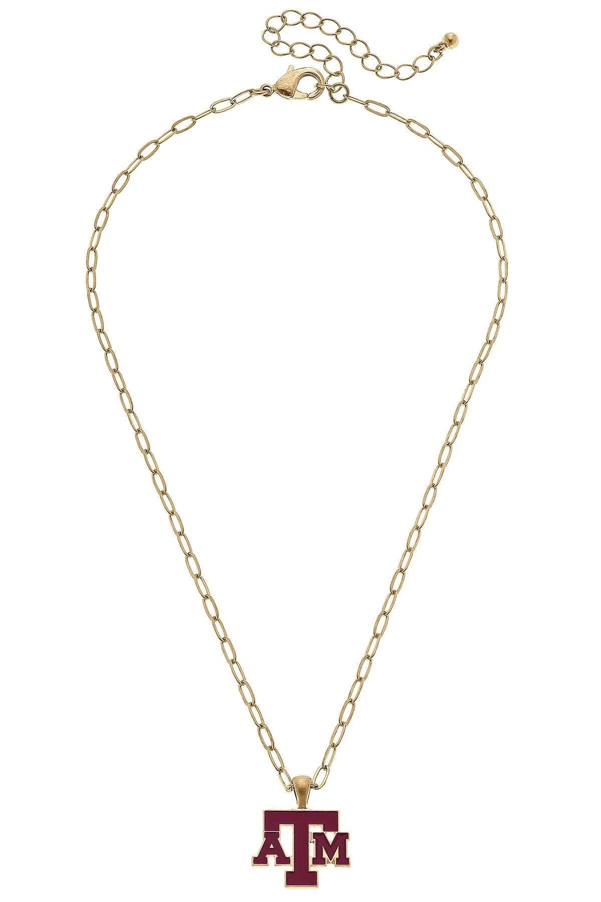 Texas A&M Aggies Enamel Pendant Necklace in Maroon
