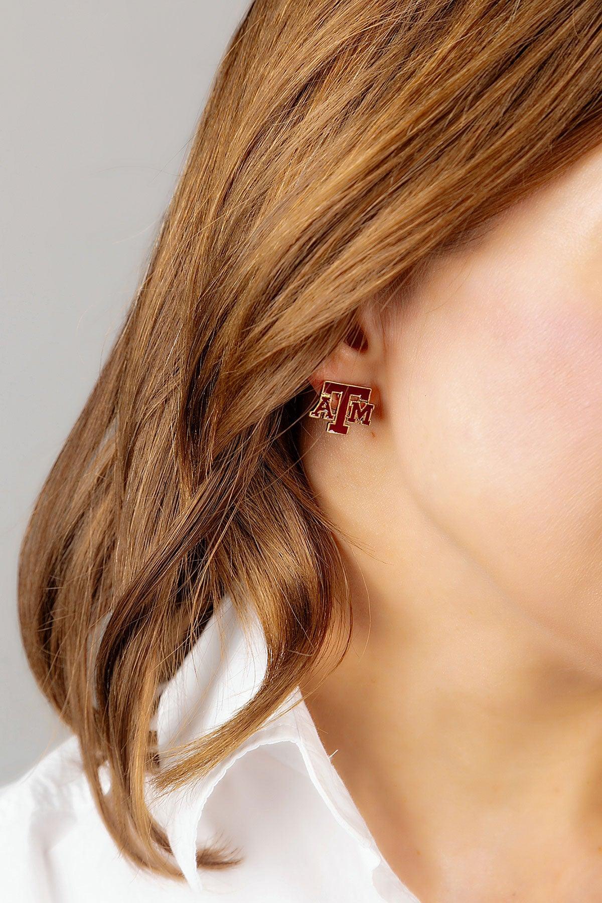 Texas A&M Stud Earring in Maroon