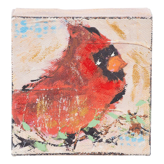 Red Bird on Branch Canvas