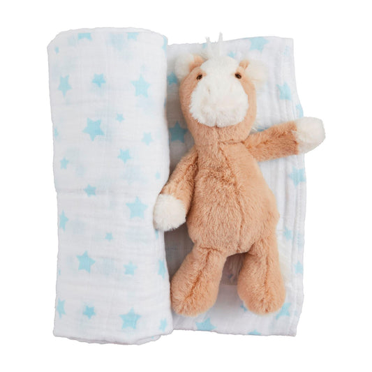 White Star Swaddle and Rattle