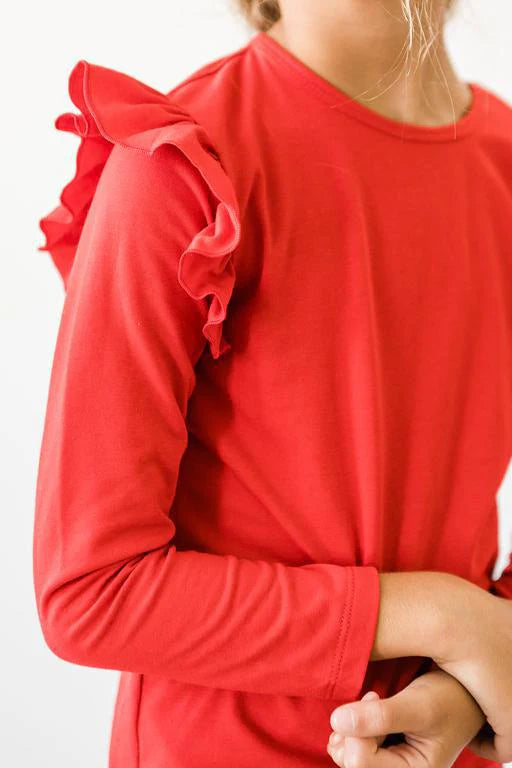 L/S Ruffle Tee (Red)