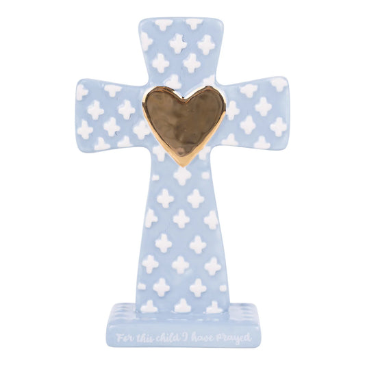 For This Child I Have Prayed Blue Standing Cross