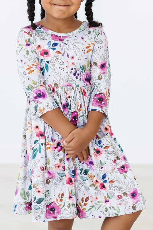 Midnight Rain 3/4 Sleeve Pocket Dress