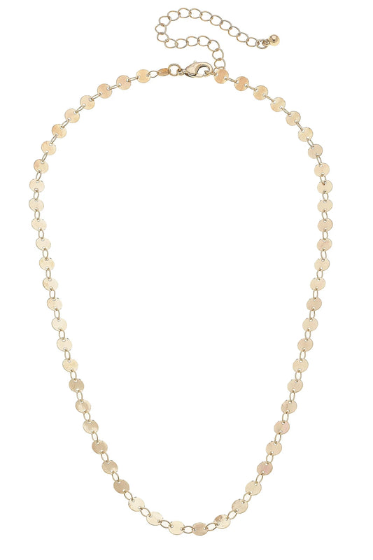 Leandra Delicate Disc Chain Necklace in Shiny Gold