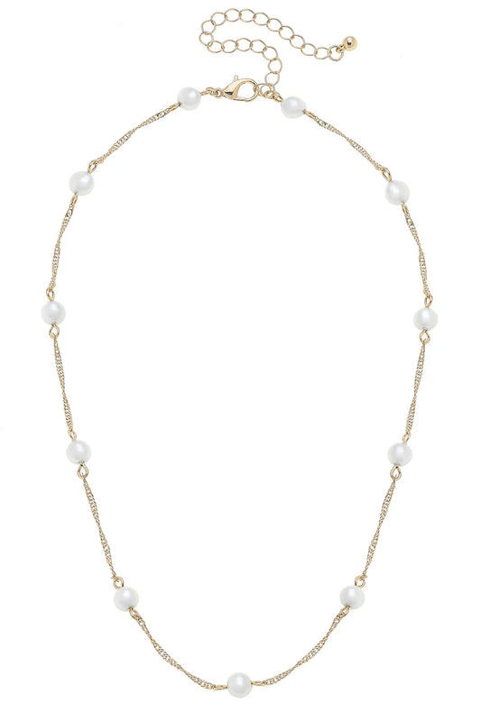 Audrey Pearl Necklace in Ivory & Shiny Gold