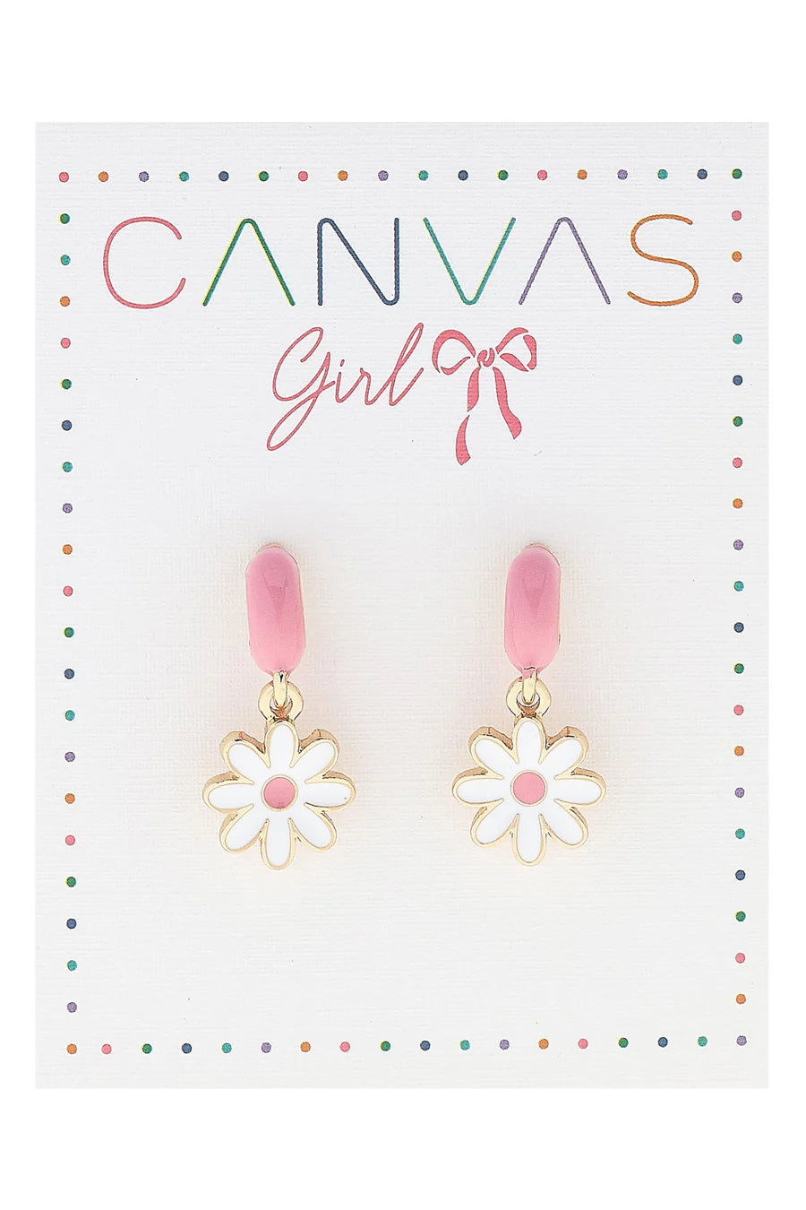 Scarlett Daisy Enamel Mini Huggie Hoop Earrings in Pink