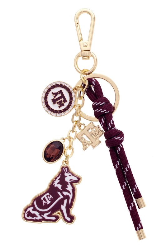 Texas A&M Aggies Cluster Bag Charm in Maroon & Shiny Gold