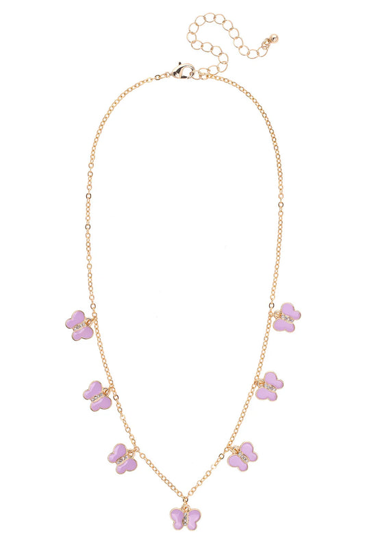 Skylar Enamel Butterfly Children's Drip Necklace in Lavender