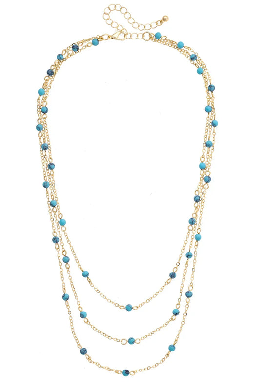 Selena Dainty Layered Necklace in Turquoise