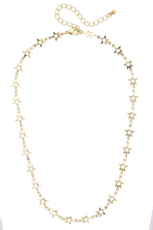 Brooke Star Linked Necklace in Shiny Gold