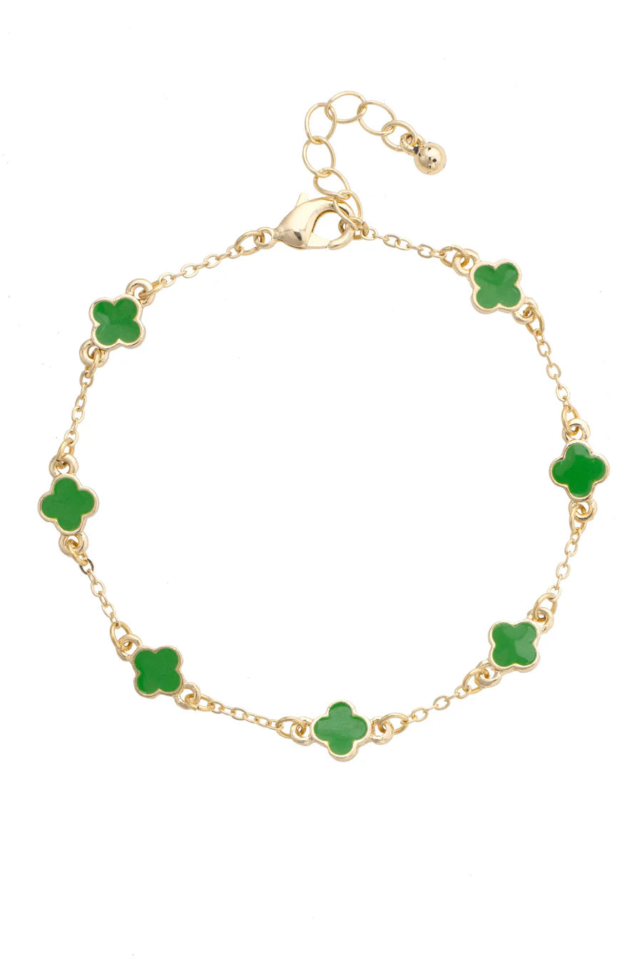 Margaret Dainty Clover Bracelet in Green