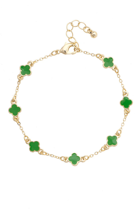 Margaret Dainty Clover Bracelet in Green