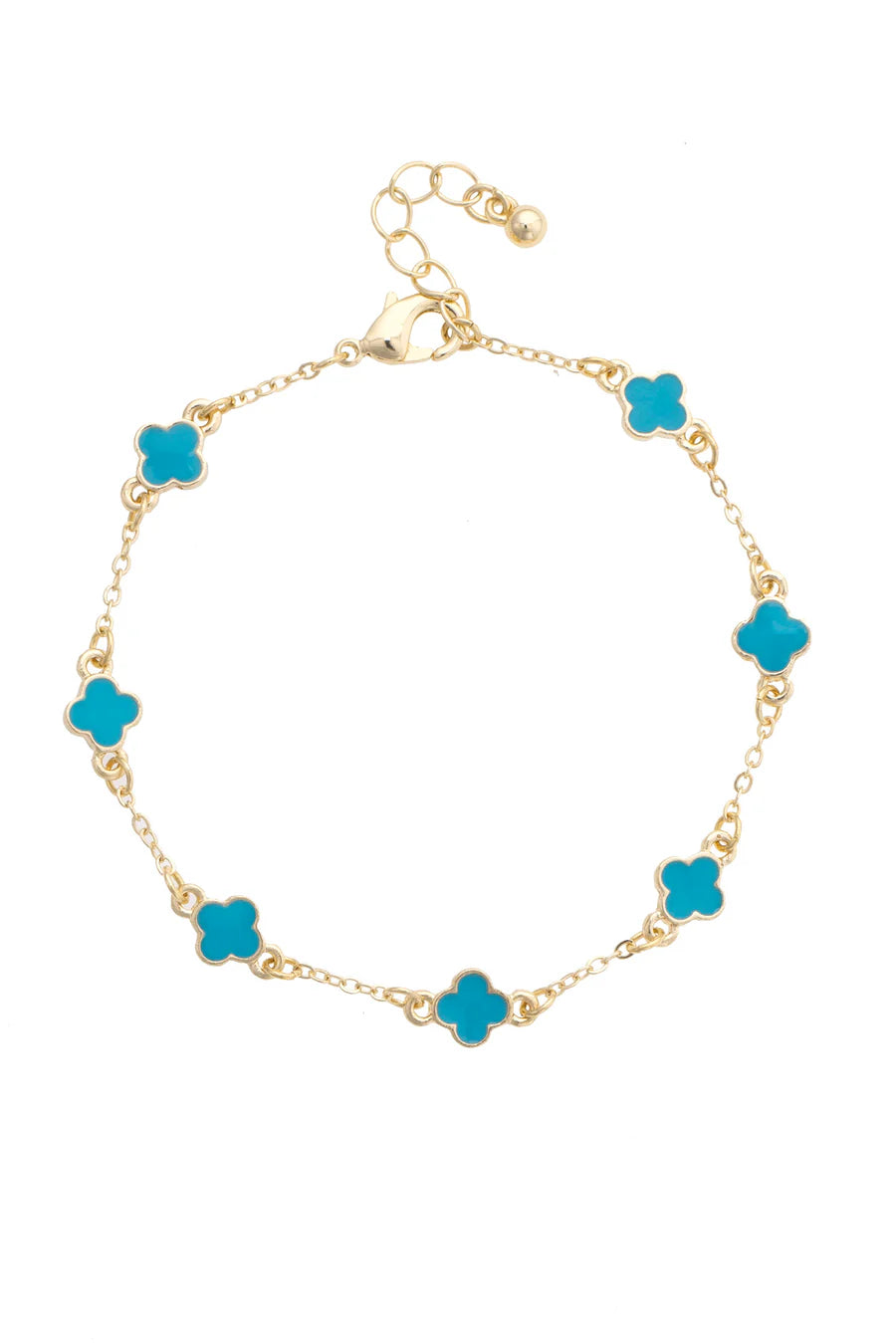 Margaret Dainty Clover Bracelet in Turquoise