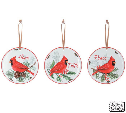 Ornament Tin Cardinal Assorted
