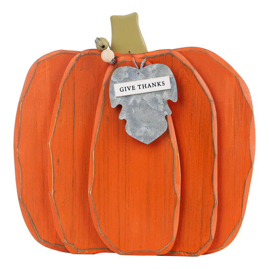 Give Thanks Wooden Pumpkin