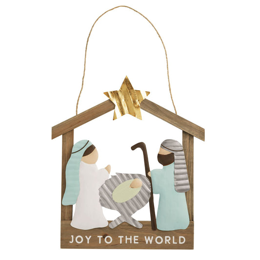 Wood Tin Nativity