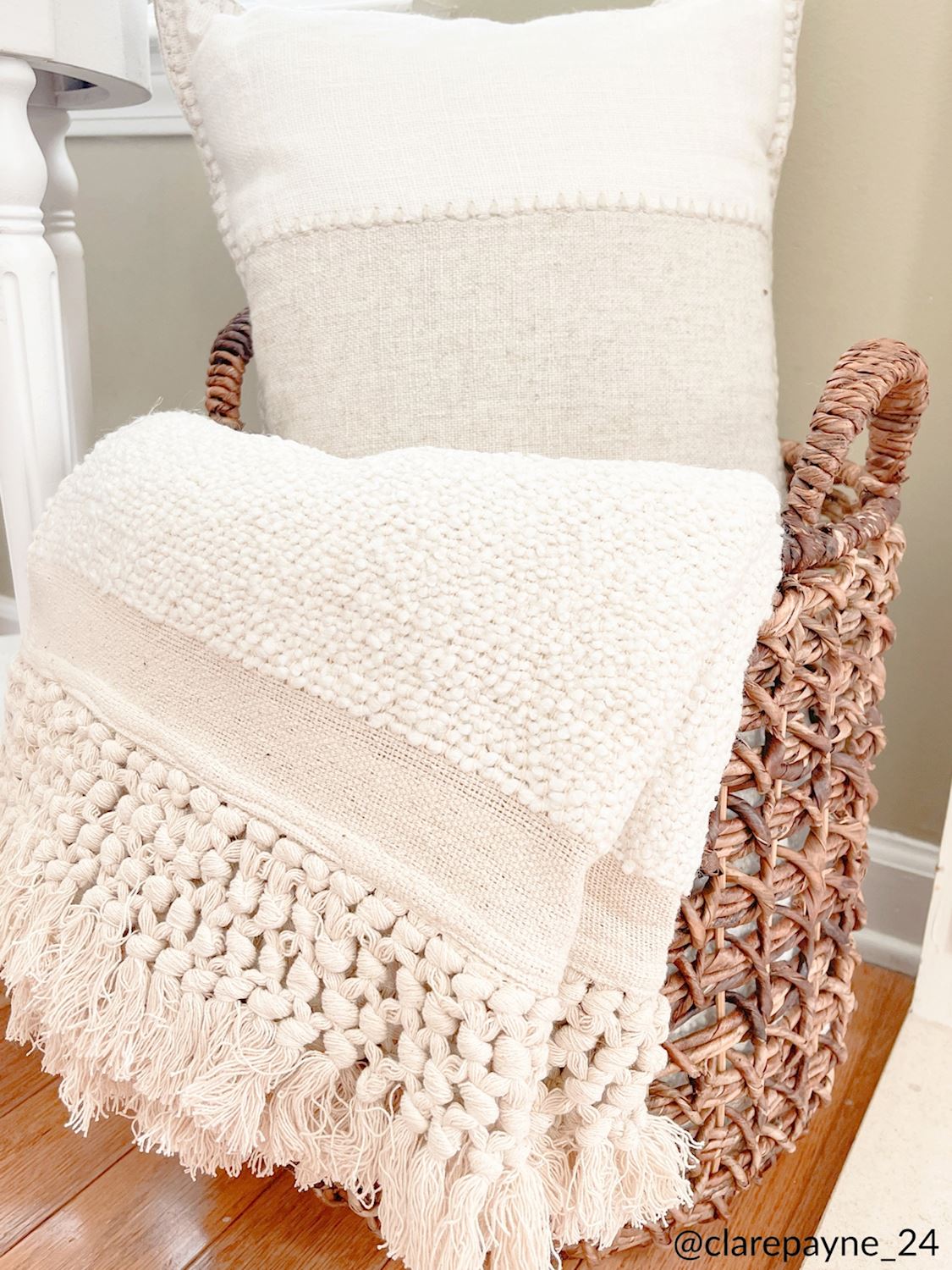 Cream Tassel Throw Blanket