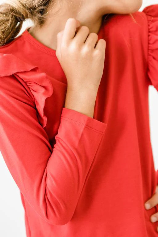 L/S Ruffle Tee (Red)