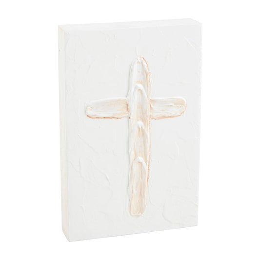 Cross White Plaque