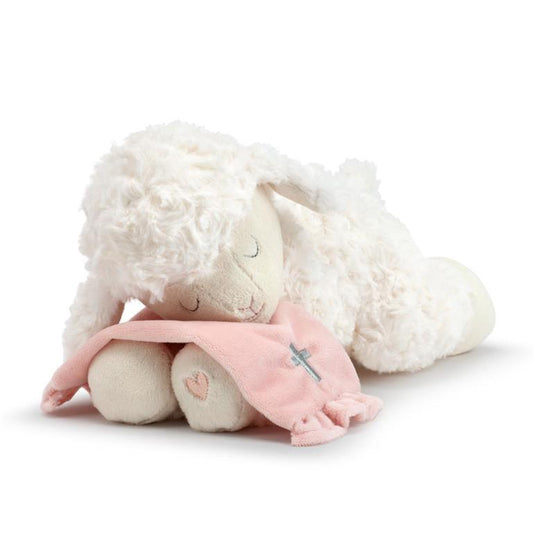Goodnight Prayer Pink Mechanical Lamb - 10x6in