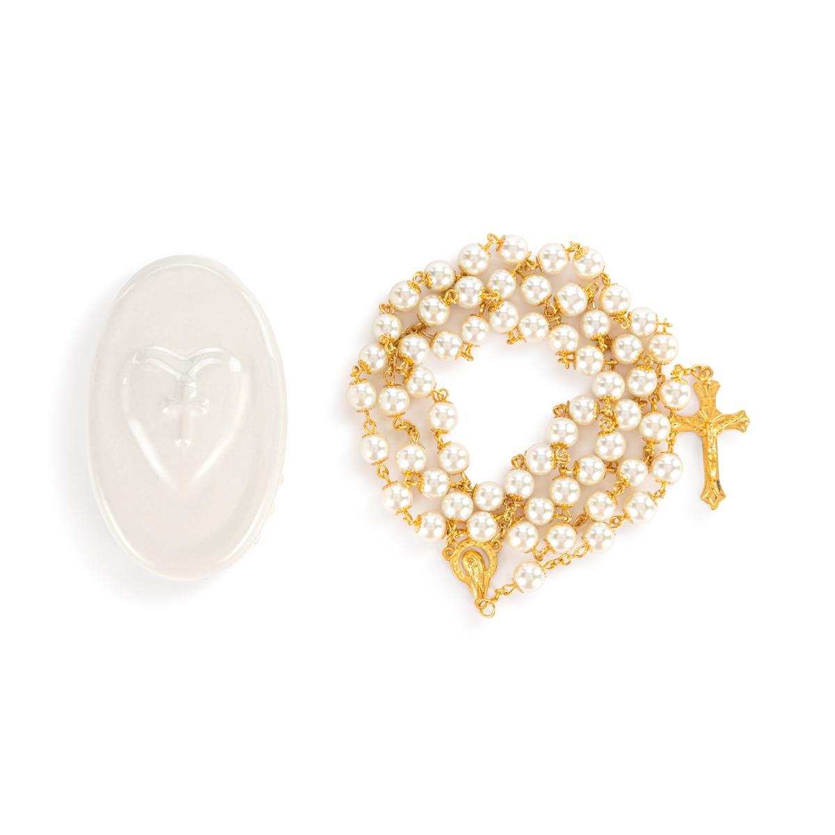 Heart and Cross Trinket Box & Rosary - 18in