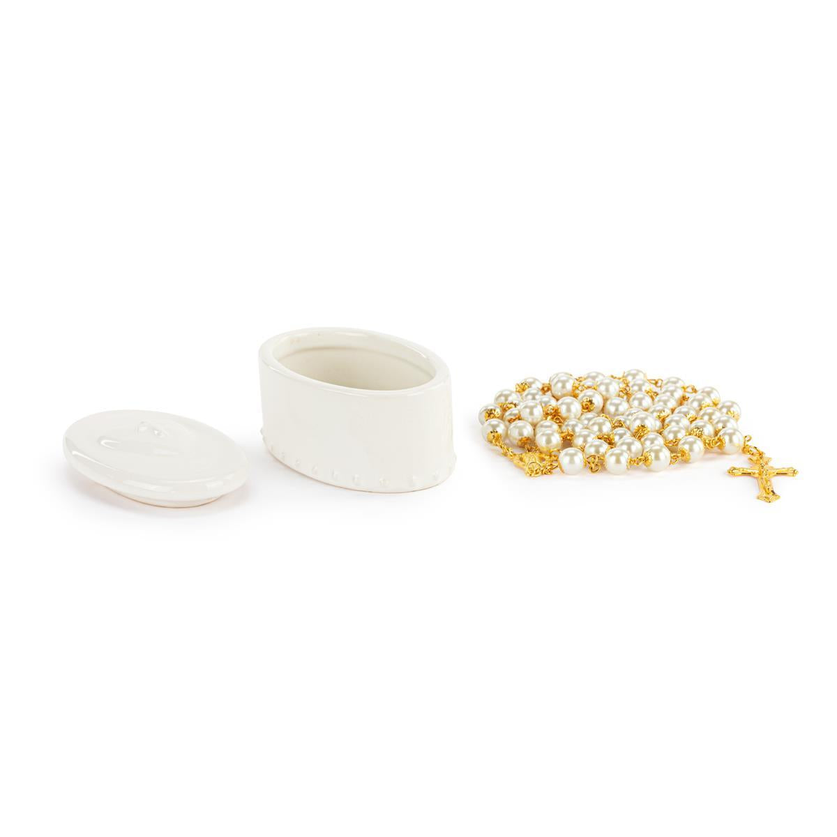 Heart and Cross Trinket Box & Rosary - 18in