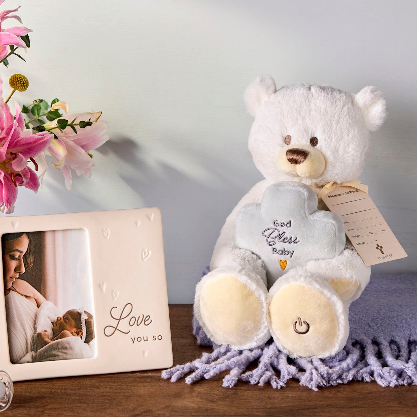 God Bless Baby White Mechanical Plush - 11in