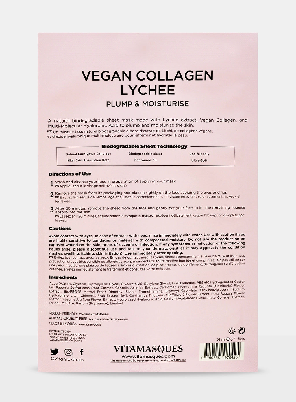 Vegan Collagen Lychee Face Sheet Mask