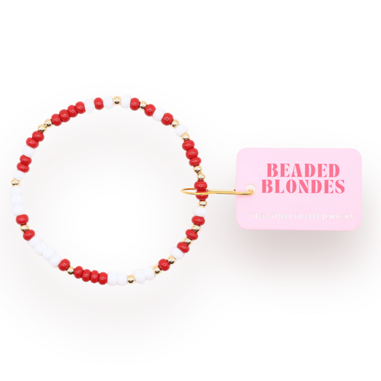 Crimson Red & White Sprinkle Bracelet