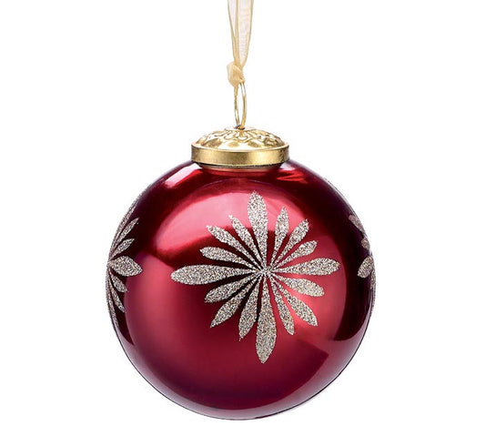 Ornament Glass Set with Red Snowflake Design