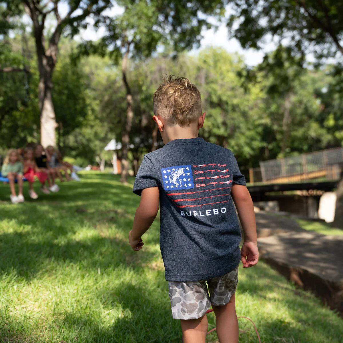 Youth Short Sleeve Tee - Fishing USA - Heather Navy