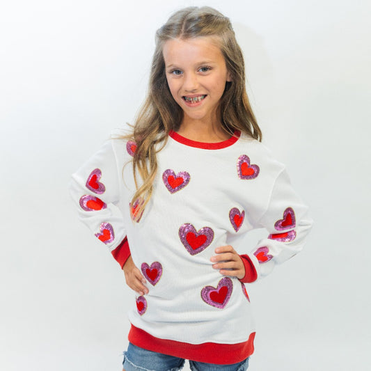 Kids Love is in the Air White Crew Neck Sweatshirt
