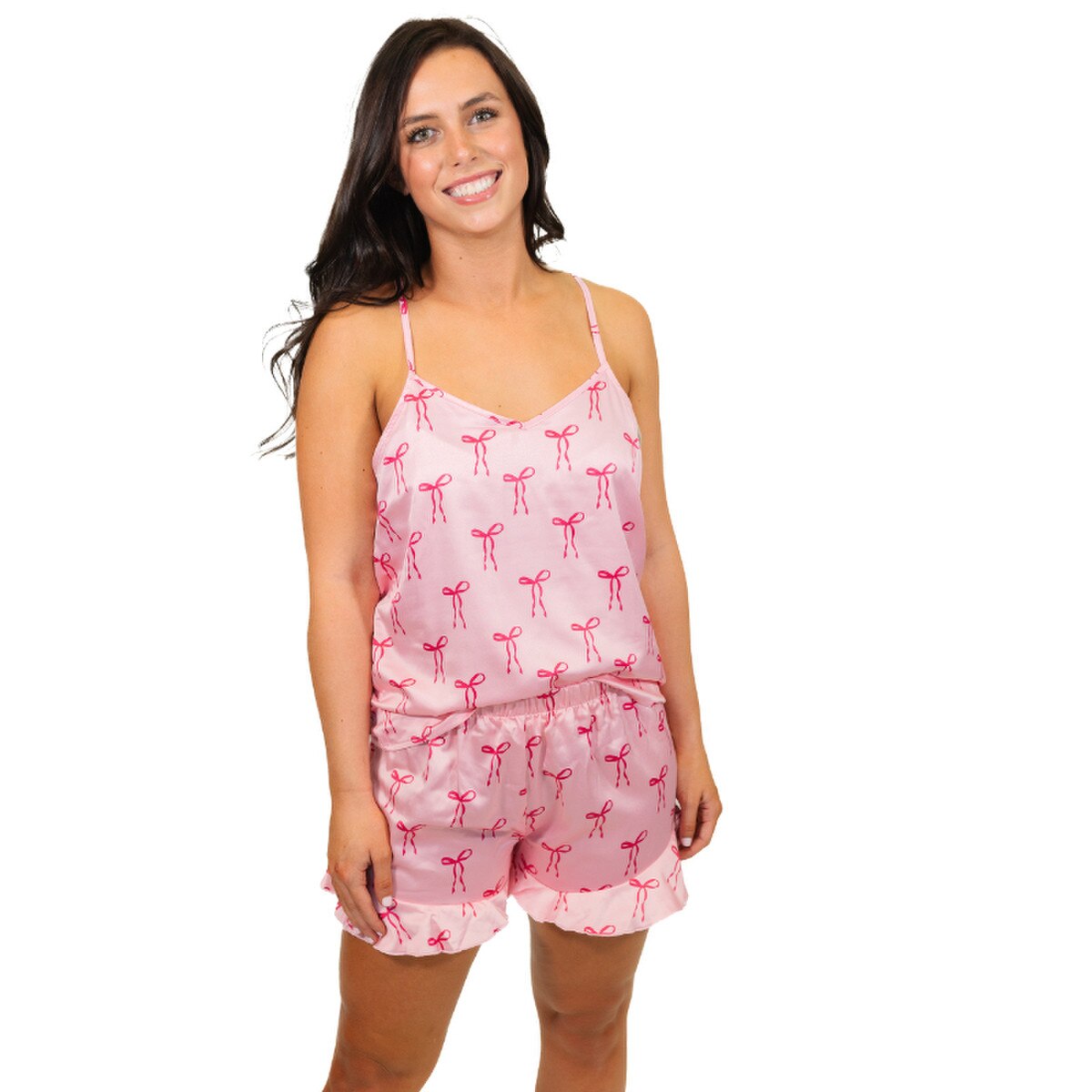 Tied with a Bow Silky Satin Pajama Tank Set