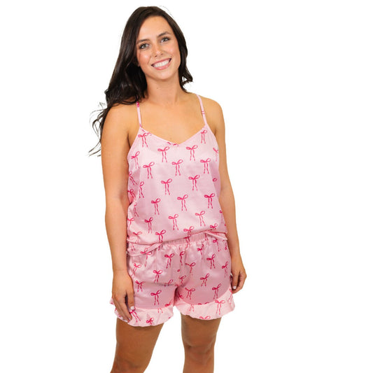 Tied with a Bow Silky Satin Pajama Tank Set