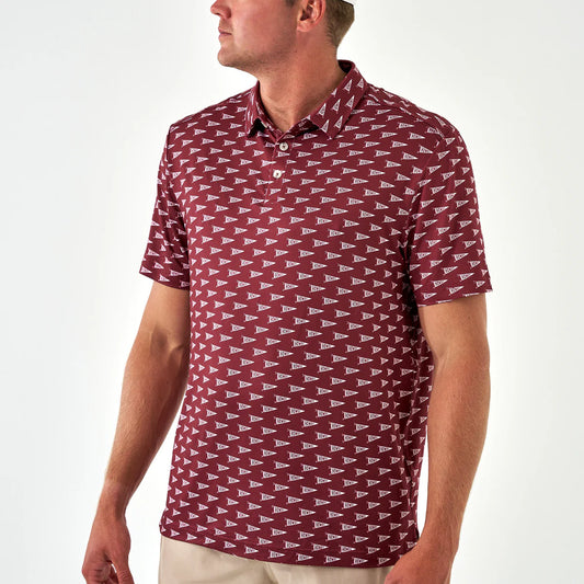Performance Polo - Howdy Pennants - Maroon