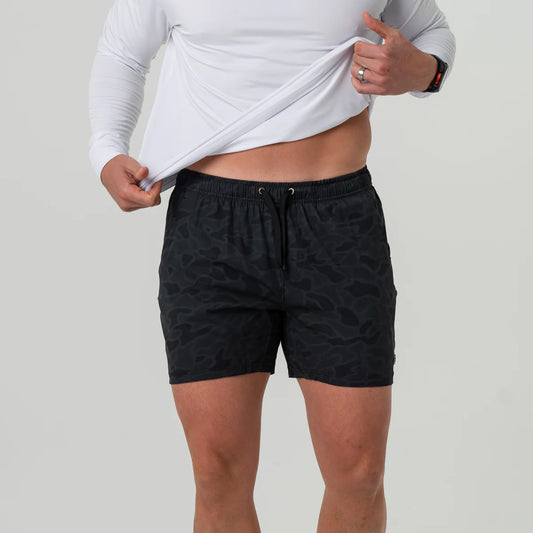 Athletic Short - Black Camo - Black Liner 7"