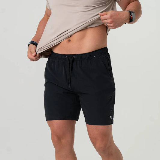 Athletic Short - Heather Black - Retro Duck Camo Liner 7"