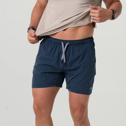 Athletic Short - Heather Navy - American Flag Liner 7"